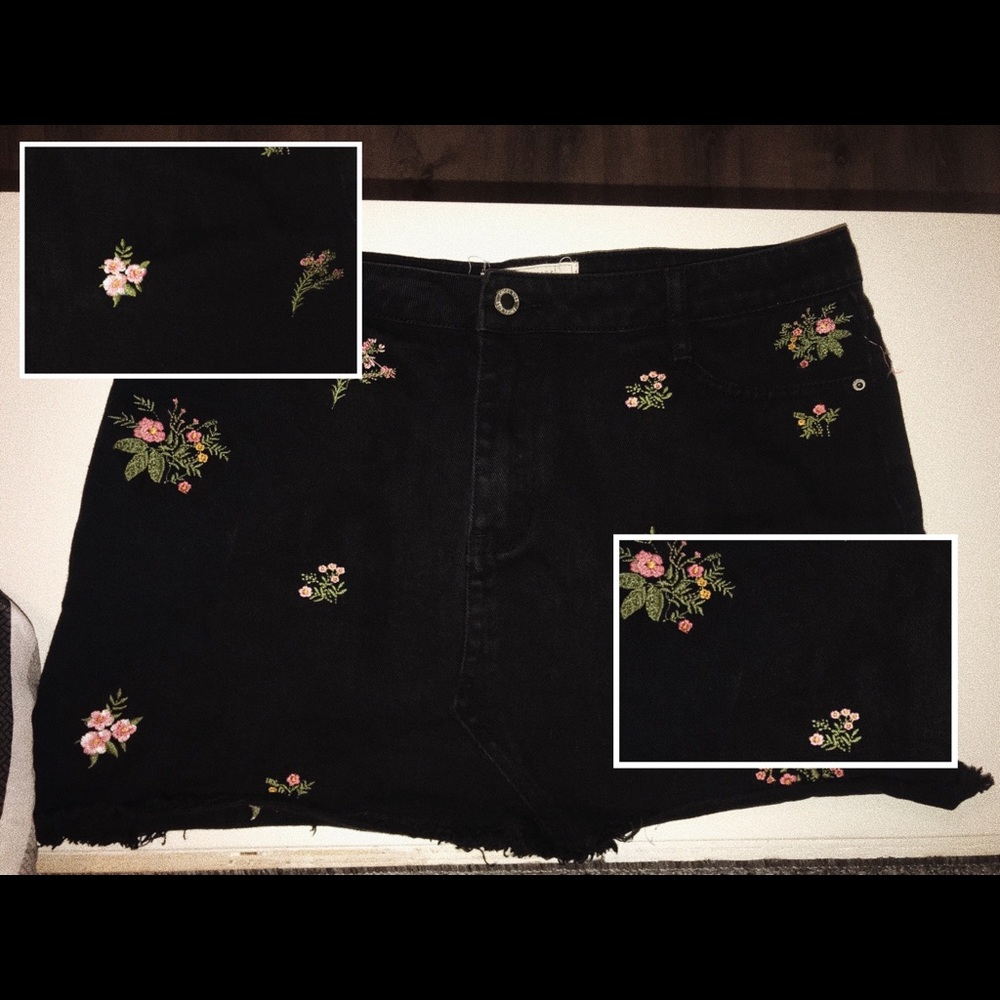 Black Skirt with Pink Roses